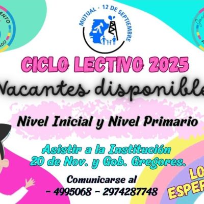 VACANTES DISPONIBLES CICLO LECTIVO 2025